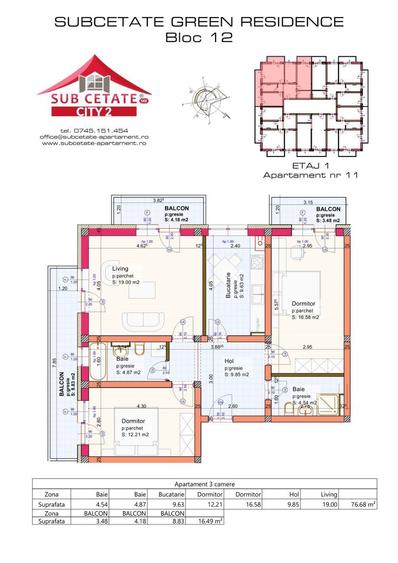 Apartament cu 3 camere în Sânpetru