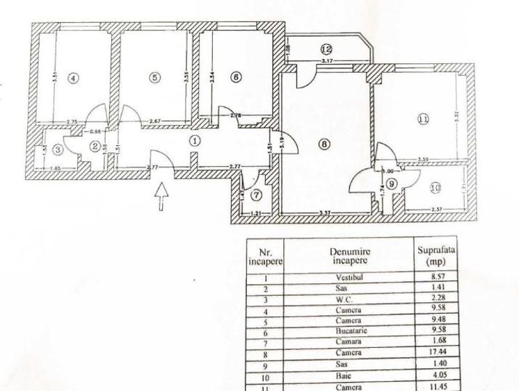 Apartament cu 4 camere semidecomandat în Dorobanți