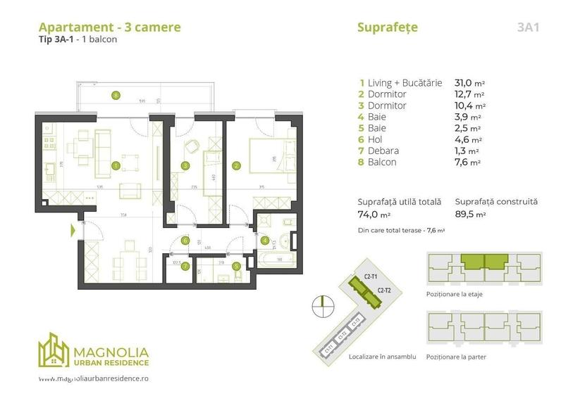 Apartament cu 2 camere în Străulești