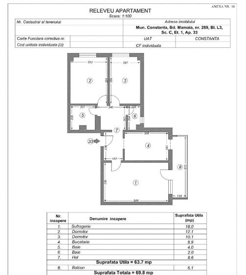 Apartament cu 3 camere decomandat, mobilat în Faleza Nord