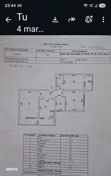 Apartament cu 3 camere în Chercea