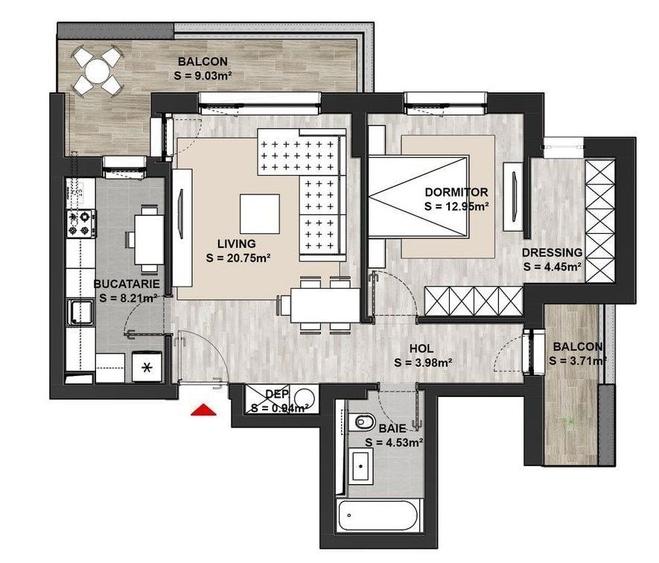 Apartament 2 camere, mobilat si utilat, loc parcare - Noua Residence - 1