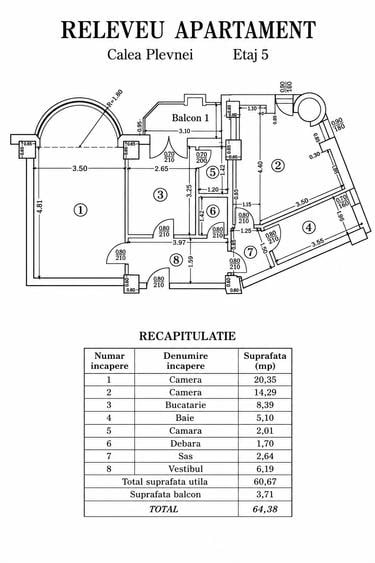 Apartament cu 2 camere semidecomandat în Calea Plevnei