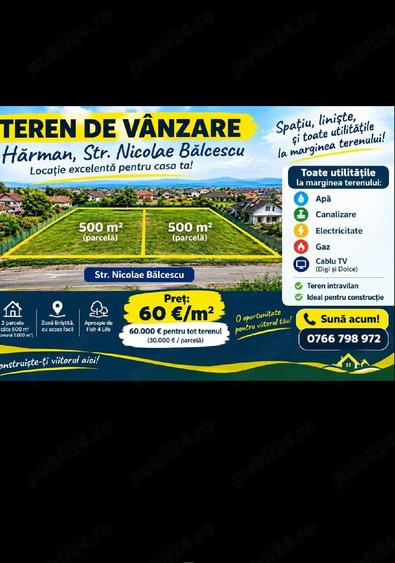 Teren de 1000 mp, în Hărman