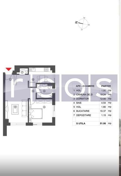 Apartament cu 2 camere în Șoseaua Nordului