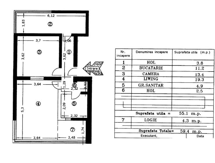 Apartament cu 2 camere decomandat în Central