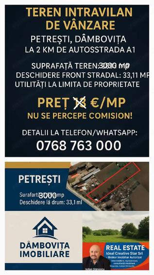 Teren de 3000 mp, în Petrești