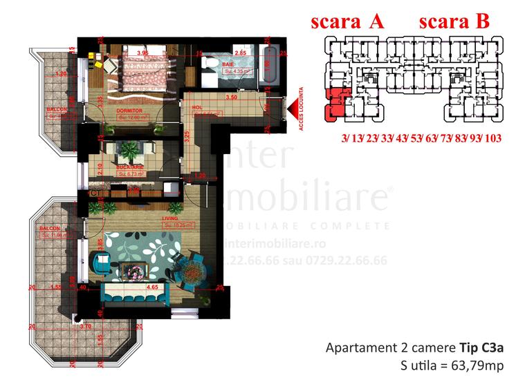 Apartament cu 2 camere decomandat, mobilat în Copou