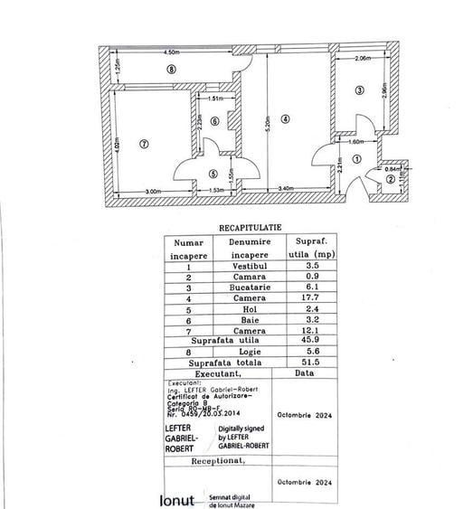 Apartament cu 2 camere semidecomandat în Militari