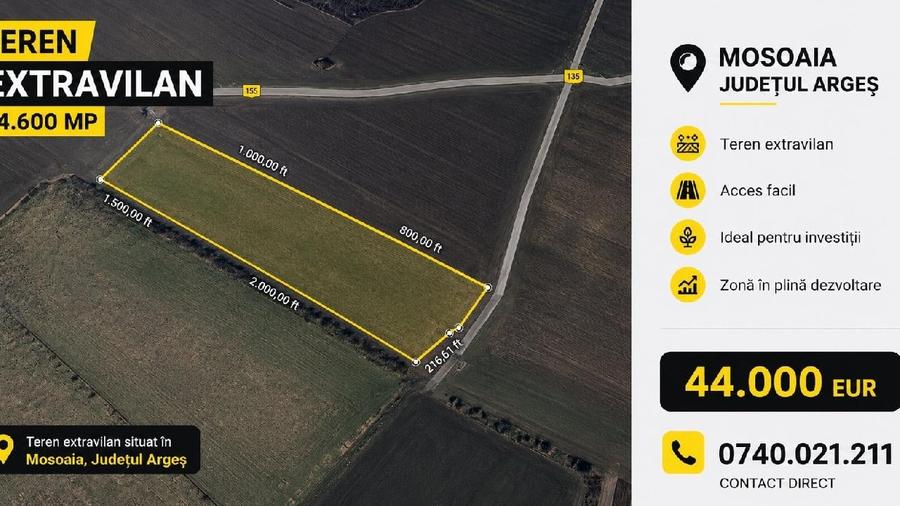 Teren agricol extravilan de 14600 mp, în Moșoaia