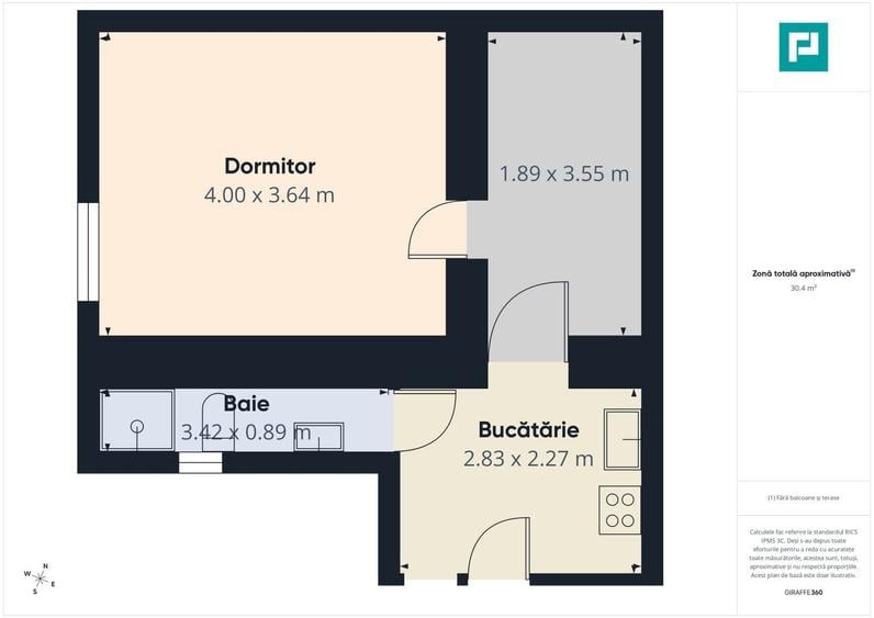 Apartament cu 2 camere nedecomandat, mobilat în Intim