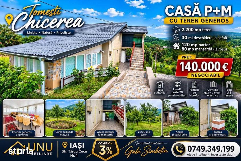 Casă cu 3 camere cu Teren 2200 Mp în Chicerea