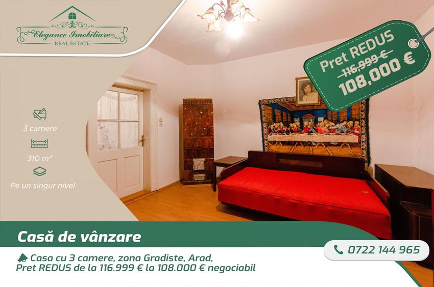 Casă individuală cu 3 camere cu Teren 310 Mp în Grădiște