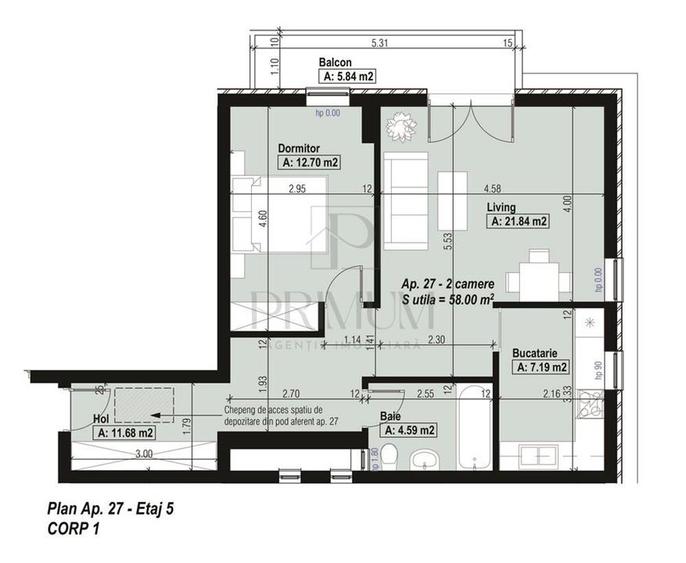 Apartament cu 2 camere semidecomandat, mobilat în Aradului