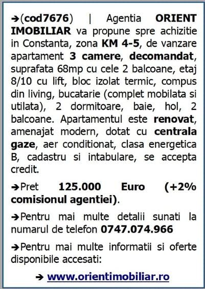 Km 4-5, de vanzare apartament 3 camere, decomandat, gaze - 13