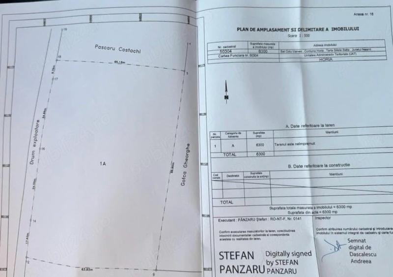 Teren de 6300 mp, în Cotu Vameș