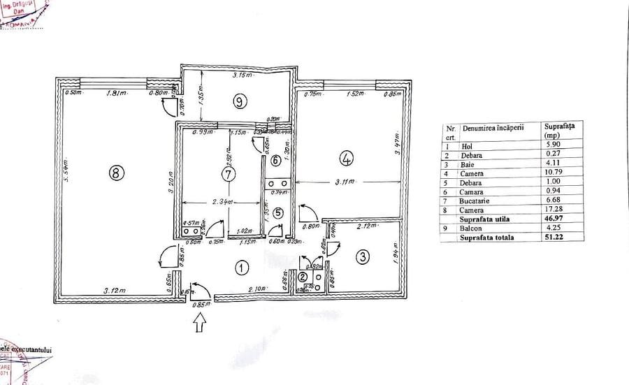 Apartament cu 2 camere decomandat în Olteniței