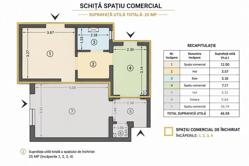 Spațiu comercial, de 25 mp, în Nicolina