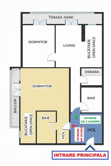Apartament cu 3 camere decomandat în Unirii
