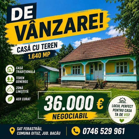 Casă cu 3 camere în Ferestrău-Oituz