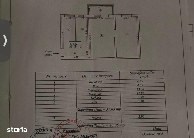 Apartament cu 2 camere semidecomandat în Central