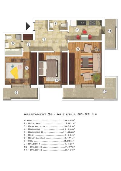 Apartament 3 camere - 1