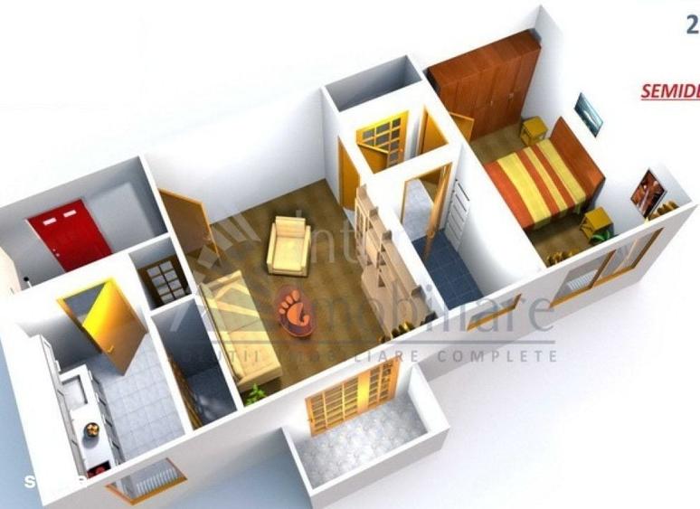 Apartament cu 2 camere semidecomandat în Podu Roș