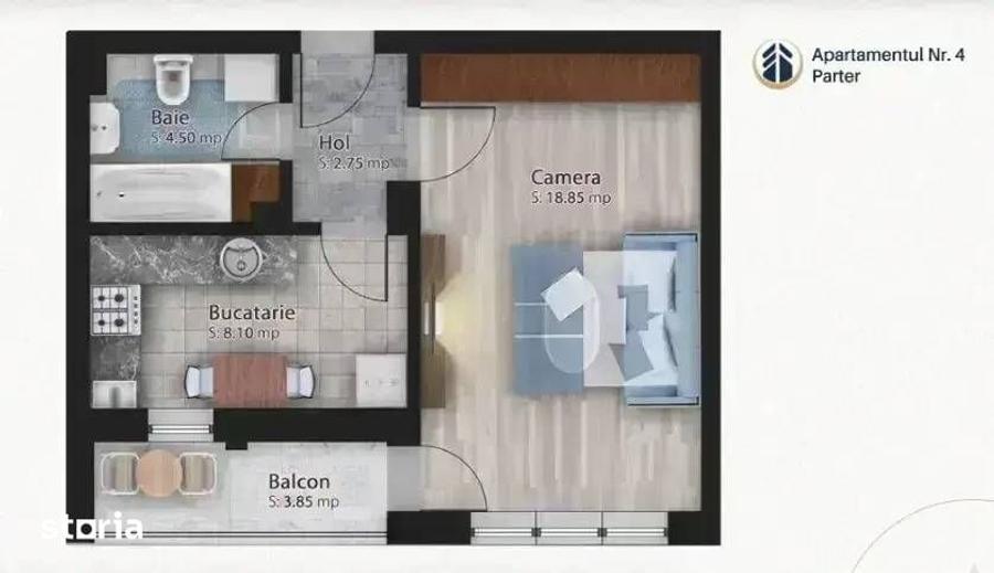 Garsoniera boutique, 600 m de metrou, Stefan cel Mare - 9