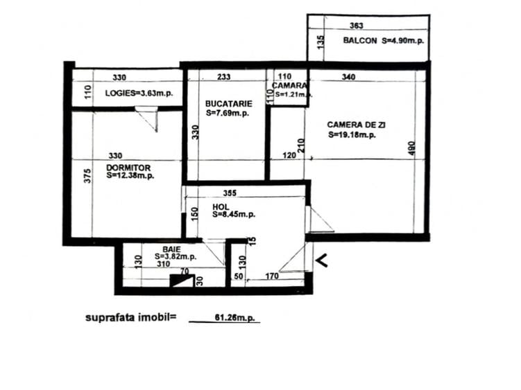 Apartament cu 2 camere decomandat în Central