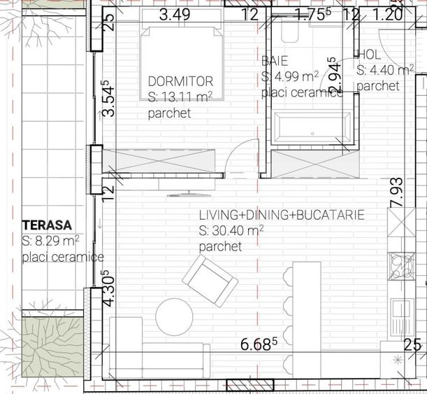 Apartament cu 2 camere semidecomandat în Mărăști