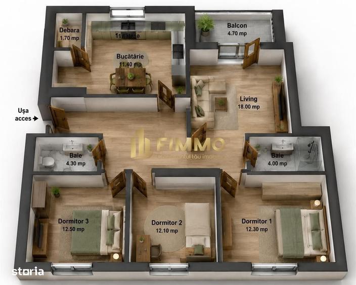 Apartament cu 4 camere decomandat în George Enescu