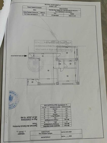 Apartament cu 3 camere semidecomandat în Central