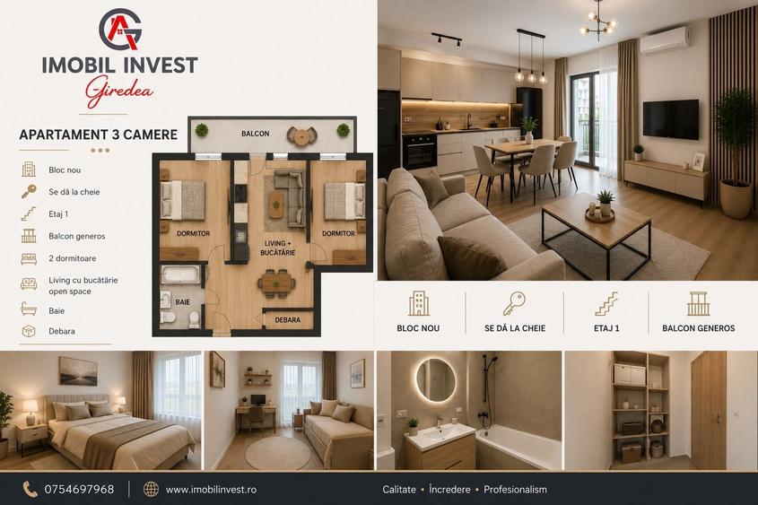 Apartament cu 3 camere în Ampoi 3