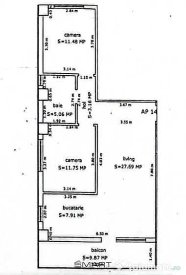 Apartament cu 3 camere decomandat în Turnișor