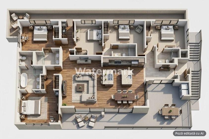 Apartament cu 3 camere decomandat, mobilat în Pipera
