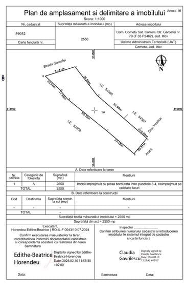 Teren intravilan de 2550 mp, în Cornetu