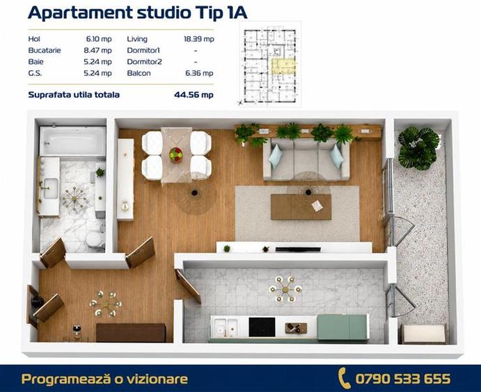 Apartament cu 2 camere decomandat în C5