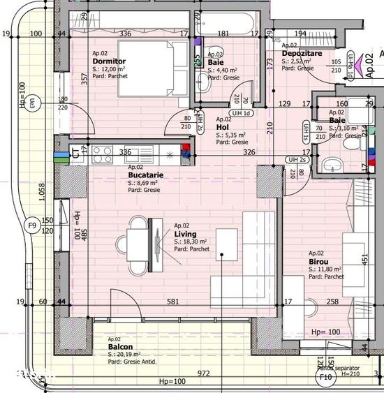 Apartament cu 3 camere în Țiglina 1