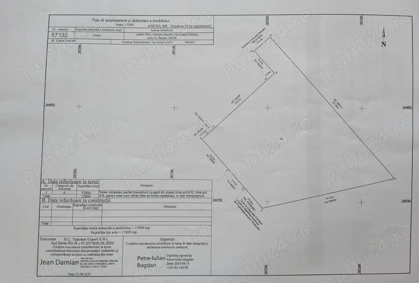 Teren de 17600 mp, în Dascălu