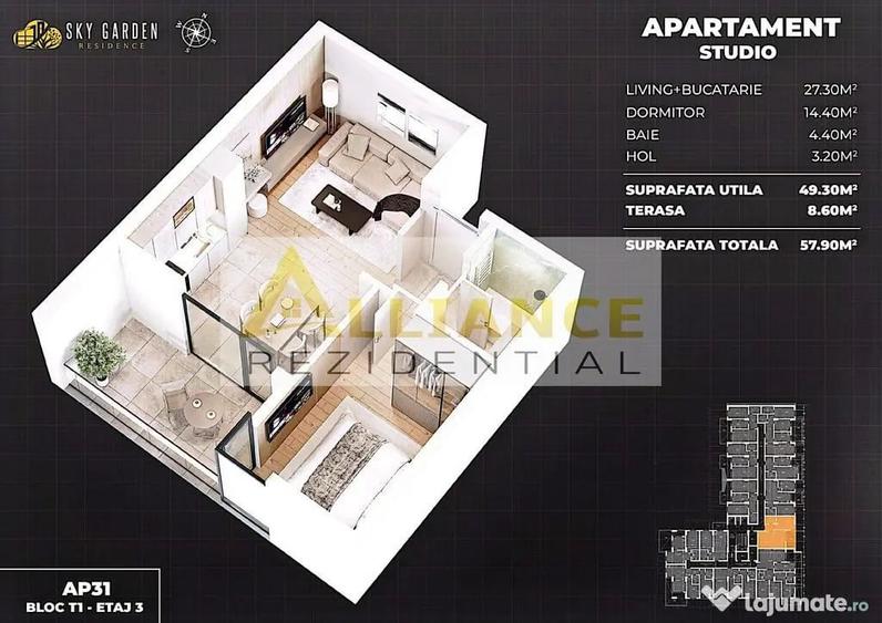 STUDIO DE VANZARE IN COMPLEX PREMIUM - SKY GARDEN RESIDENCE - 6