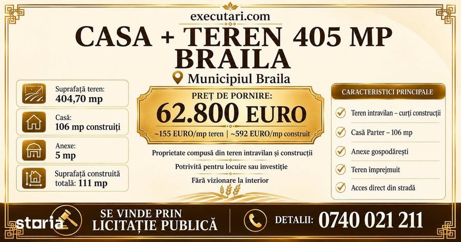 Casă cu 2 camere cu Teren 404 Mp în Nord