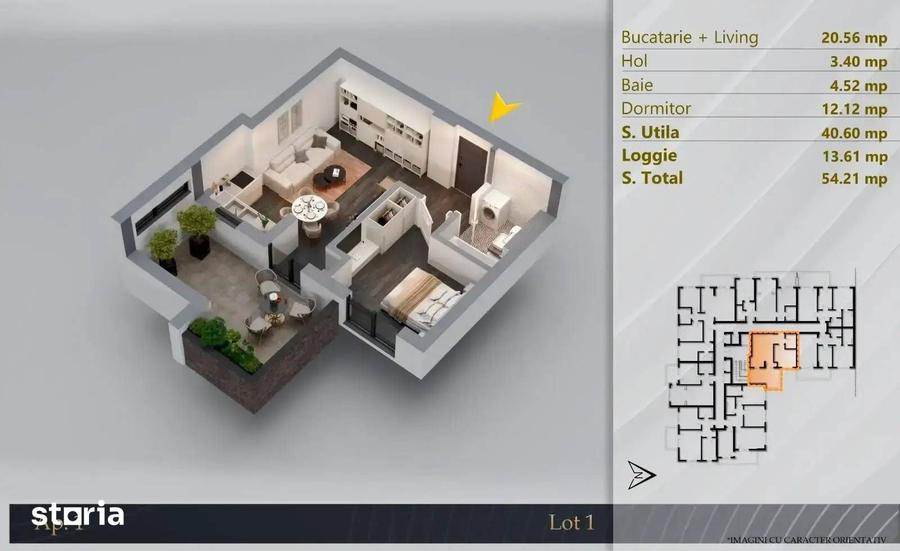 Apartament cu 2 camere în Industriilor