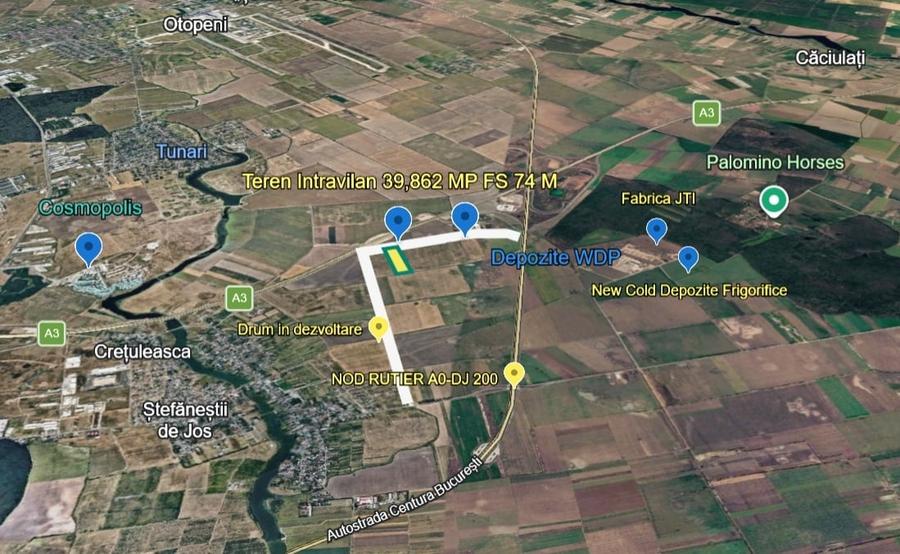 Teren agricol intravilan de 39862 mp, în Ștefăneștii de Jos