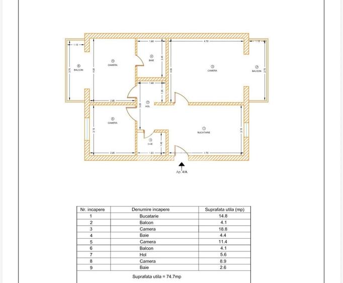 Apartament cu 3 camere decomandat, mobilat în Dâmbovița