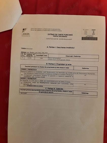 Teren intravilan 500 mp Comuna Bratovoiesti sat Prunet( Sta?iunea Victoria) jud Dol - 8