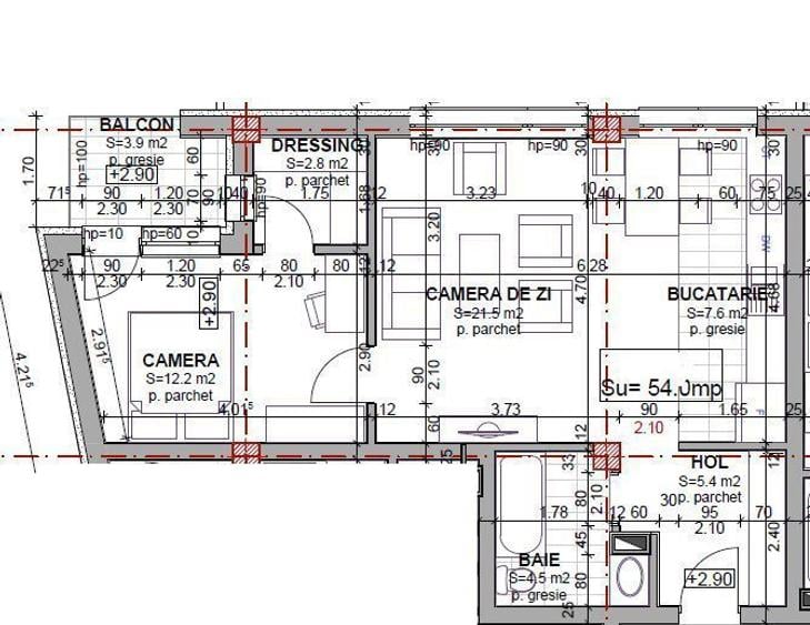 Apartament cu 2 camere, mobilat în Borhanci