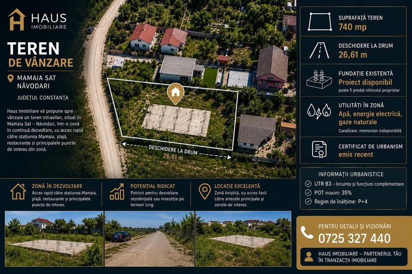 Teren Construcții intravilan de 740 mp, în Est
