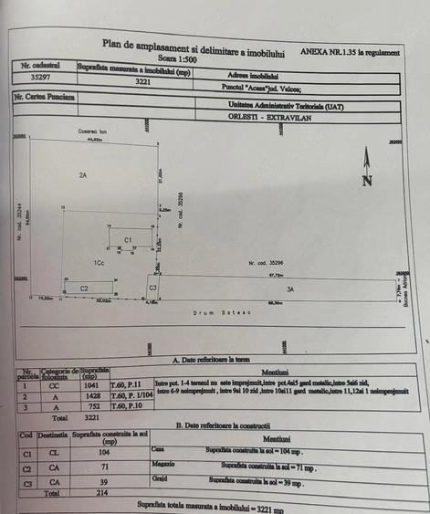 Casă cu 3 camere cu Teren 3221 Mp în Orlești