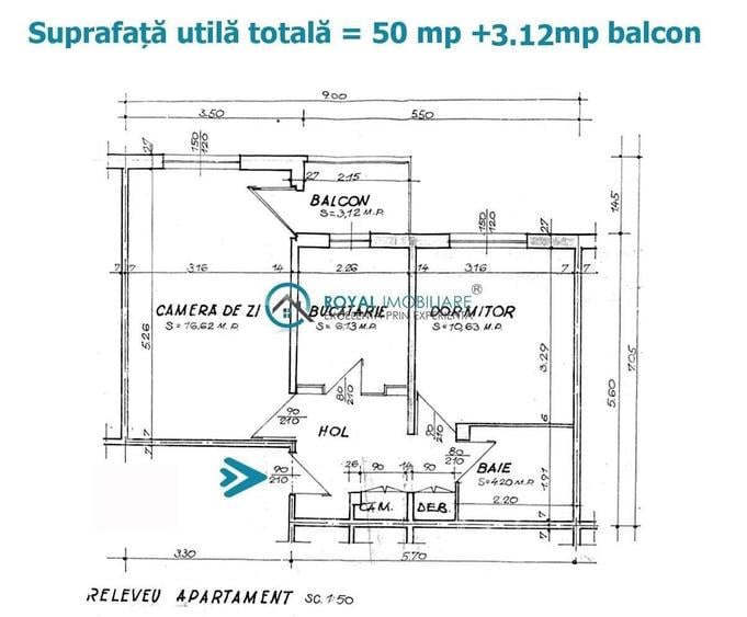 Apartament cu 2 camere decomandat în Ultracentral