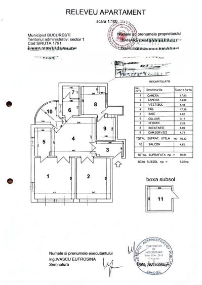 Apartament cu 3 camere semidecomandat în Cișmigiu